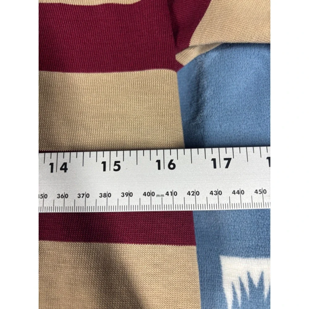 vintage 70s 80s Levis Mens Striped Rugby Shirt Long Sleeve Burgundy Tan M